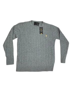 Guinness Cable Knit Sweater Gray Cotton Cashmere XL NWT
